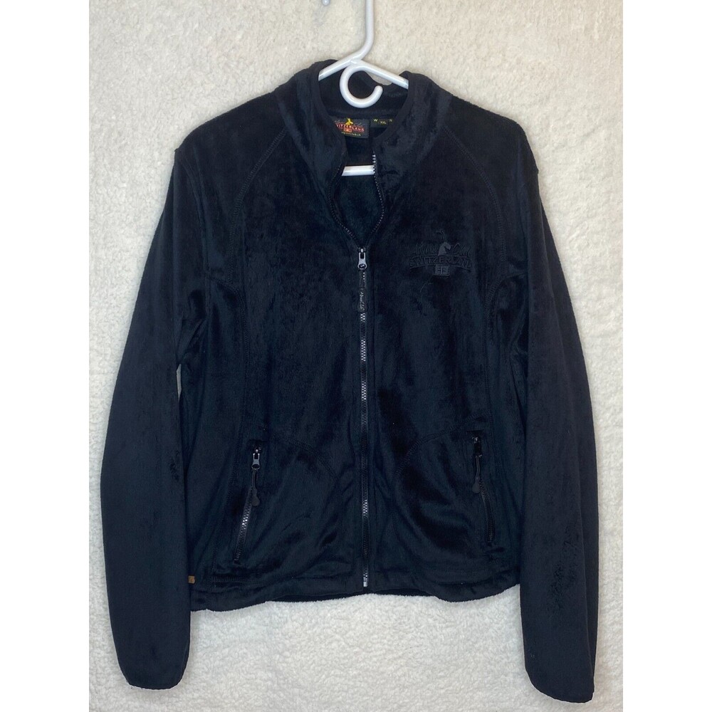 Alpine Club Switzerland Sz XXL Fuzzy Zip Black Fleece Jacket Sweater Women’s